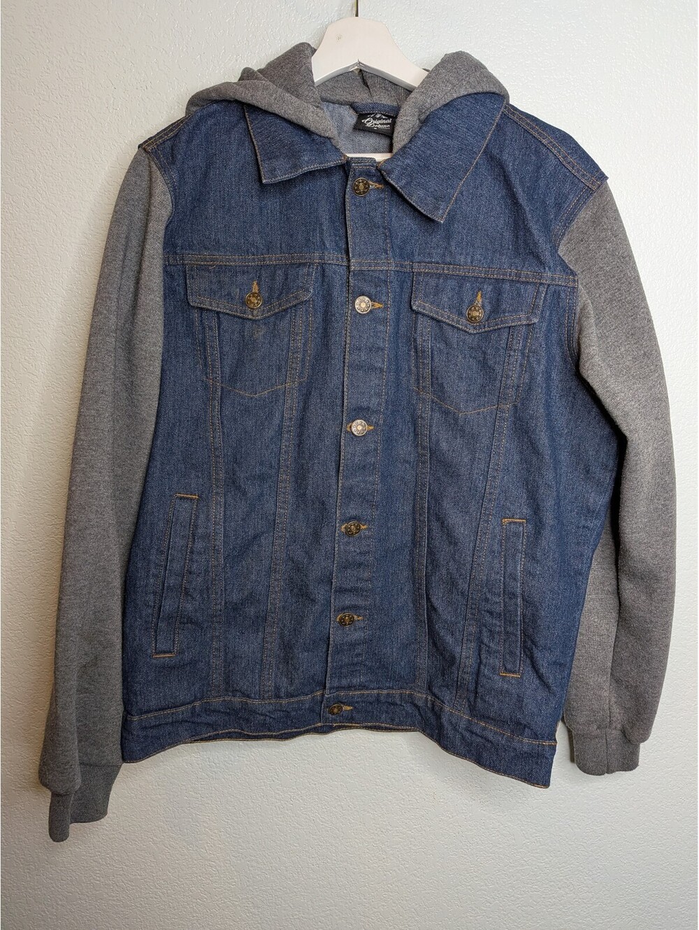Original Deluxe Supply Denim Hoodie Jacket Blue Gray Size S